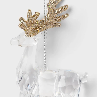 Acrylic Deer With Glittered Antlers Christmas Tree Ornament - Wondershop™ 2 Acrylic Deer With Glittered Antlers Christmas Tree Ornament - Wondershop™ - Image 2