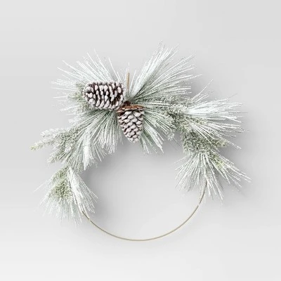 22" Pre-lit Flocked Mixed Pine With Glittered Pinecones Gold Hoop Artificial Christmas Wreath Warm White Lights - Wondershop™ 3 22" Pre-lit Flocked Mixed Pine With Glittered Pinecones Gold Hoop Artificial Christmas Wreath Warm White Lights - Wondershop™ - Image 3