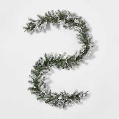 9' Pre-Lit Flocked Artificial Pine Christmas Garland Green With Clear Lights - Wondershop™ 2 9' Pre-Lit Flocked Artificial Pine Christmas Garland Green With Clear Lights - Wondershop™ - Image 2