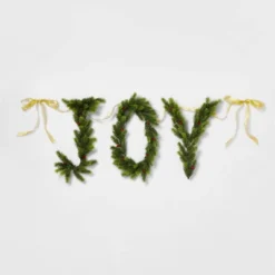 6' Pre-Lit Battery Operated Mixed Greenery 'Joy' Garland With Gold Ribbon - Wondershop™ -Wondershop Shop GUEST ae7a8073 1f16 4983 9adf b5f4ddbd6974