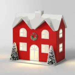 12pc Battery Operated Glittered Paper Christmas Village Set With Bottle Brush Trees And Snowmen - Wondershop™ White/Pink/Blue -Wondershop Shop GUEST af76c2c8 09d0 4777 81a5 5d85296a0f43