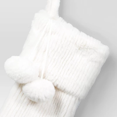 20" Christmas Striped Faux Fur Stocking White - Wondershop™ 2 20" Christmas Striped Faux Fur Stocking White - Wondershop™ - Image 2