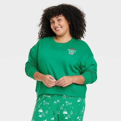 Women's Kinda Naughty Kinda Nice Matching Family Sweatshirt - Wondershop™ Green 4 Women's Kinda Naughty Kinda Nice Matching Family Sweatshirt - Wondershop™ Green - Image 4