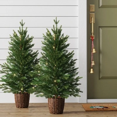 2pc 3' Pre-Lit Potted Balsam Fir Artificial Christmas Trees Warm LED White Lights - Wondershop™ 1 2pc 3' Pre-Lit Potted Balsam Fir Artificial Christmas Trees Warm LED White Lights - Wondershop™