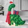 27.5" Incandescent Green Tinsel Dinosaur With Gift Christmas Novelty Sculpture Light Clear - Wondershop™