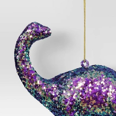 5" Christmas Plastic Chunky Glitter Dinosaur Ornament Purple - Wondershop™ 2 5" Christmas Plastic Chunky Glitter Dinosaur Ornament Purple - Wondershop™ - Image 2