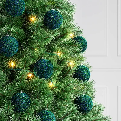 9ct Christmas Tinsel Ball Ornament Set Blue Green - Wondershop™ 1 9ct Christmas Tinsel Ball Ornament Set Blue Green - Wondershop™