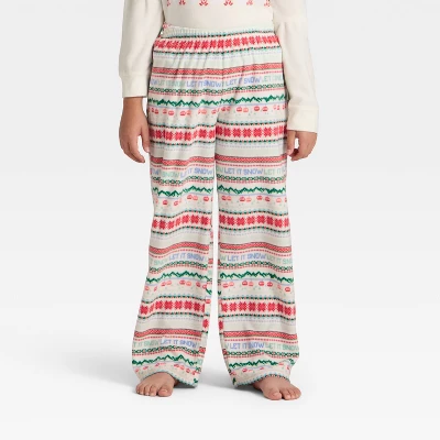 Kids' "Let It Snow" Fair Isle Microfleece Holiday Matching Family Pajama Pants - Wondershop™ Cream 1 Kids' "Let It Snow" Fair Isle Microfleece Holiday Matching Family Pajama Pants - Wondershop™ Cream