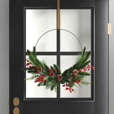 22" Mixed Greenery With Pinecones & Red Berries Artificial Christmas Wreath Green - Wondershop™ 1 22" Mixed Greenery With Pinecones & Red Berries Artificial Christmas Wreath Green - Wondershop™