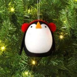Christmas Felted Wool Penguin Ornament With Earmuffs - Wondershop™