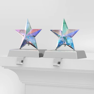 2pk Christmas Lit Iridescent Star Stocking Holder - Wondershop™ 3 2pk Christmas Lit Iridescent Star Stocking Holder - Wondershop™ - Image 3