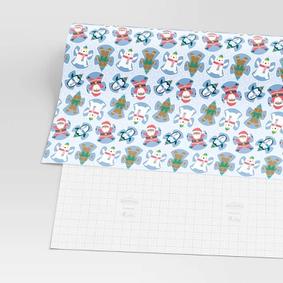 30" 50 Sq Ft Christmas Roll Wrap Character Snow Angels On Blue - Wondershop™ 2 30" 50 Sq Ft Christmas Roll Wrap Character Snow Angels On Blue - Wondershop™ - Image 2