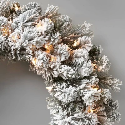 28in Pre-lit Flocked Artificial Cashmere Christmas Wreath Clear Lights - Wondershop™ 2 28in Pre-lit Flocked Artificial Cashmere Christmas Wreath Clear Lights - Wondershop™ - Image 2