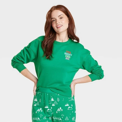 Women's Kinda Naughty Kinda Nice Matching Family Sweatshirt - Wondershop™ Green 3 Women's Kinda Naughty Kinda Nice Matching Family Sweatshirt - Wondershop™ Green - Image 3