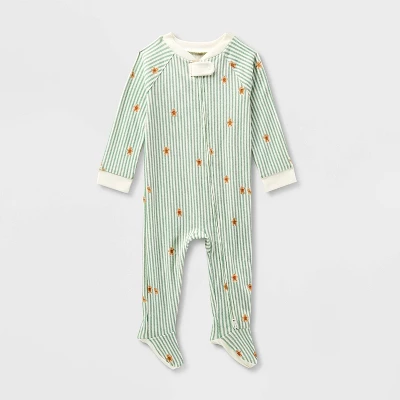 Baby Gingerbread Striped Ribbed Holiday Matching Family Footed Pajama - Wondershop™ Cream 4 Baby Gingerbread Striped Ribbed Holiday Matching Family Footed Pajama - Wondershop™ Cream - Image 4