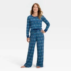 Women's Hanukkah Ribbed Long Sleeve Shirt And Pants Holiday Matching Family Pajama Set - Wondershop™ Blue -Wondershop Shop GUEST d39b5ae3 d20c 427f 859e 99a617f5fead