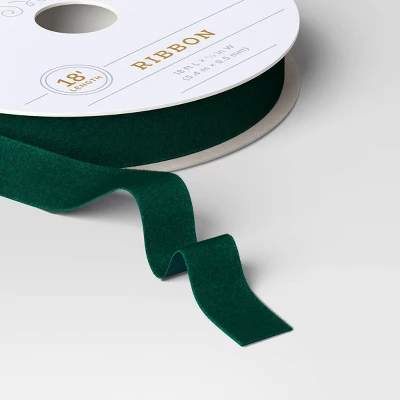 18' Christmas Fabric Ribbon Green Velvet - Wondershop™ 2 18' Christmas Fabric Ribbon Green Velvet - Wondershop™ - Image 2