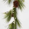 6' Unlit Artificial Pine Christmas Garland With White Berries & Pinecones Green - Wondershop™