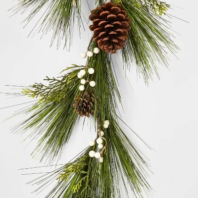 6' Unlit Artificial Pine Christmas Garland With White Berries & Pinecones Green - Wondershop™ 1 6' Unlit Artificial Pine Christmas Garland With White Berries & Pinecones Green - Wondershop™