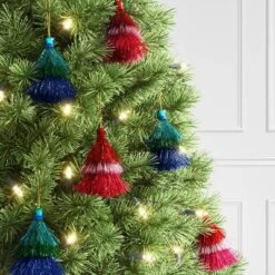3' 5" Christmas Mini Tassel Ornament Set Green/Hot Pink/Blue - Wondershop™