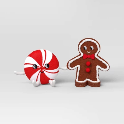Christmas Felt Duo Figural Peppermint And Gingerbread Man - Wondershop™ 2 Christmas Felt Duo Figural Peppermint And Gingerbread Man - Wondershop™ - Image 2