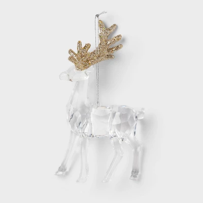Acrylic Deer With Glittered Antlers Christmas Tree Ornament - Wondershop™ 3 Acrylic Deer With Glittered Antlers Christmas Tree Ornament - Wondershop™ - Image 3