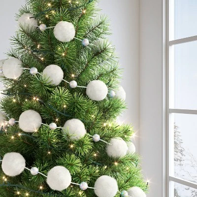 6' Christmas Pom Pom And Bead Garland White - Wondershop™ 1 6' Christmas Pom Pom And Bead Garland White - Wondershop™