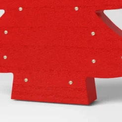 12" Battery Operated Lit Wood Christmas Tree Figurine - Wondershop™ Red -Wondershop Shop GUEST f457e534 ae93 4df1 b94a 6d4266654b15