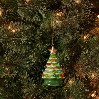 Lit Ceramic Retro Christmas Tree Ornament - Wondershop™ 1 Lit Ceramic Retro Christmas Tree Ornament - Wondershop™